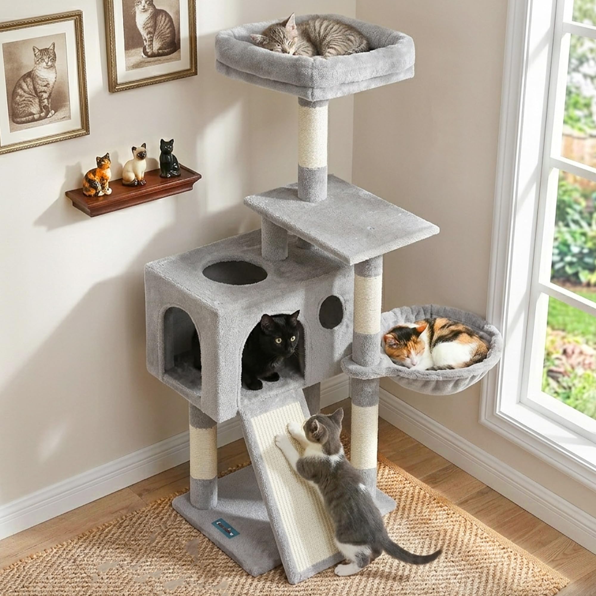 Gitelsnour Cat Tree Tower 42'' with Condo, Indoor Scratching Post GCT005SW