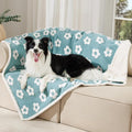 Luciphia Waterproof Pet Blanket for Medium Large Dogs Washable Fluffy Thick Jacquard Shag Fleece Warm Sherpa 3D Textured Flower Print for Cats Puppy Couch Protection (Blue,67x57 inches)