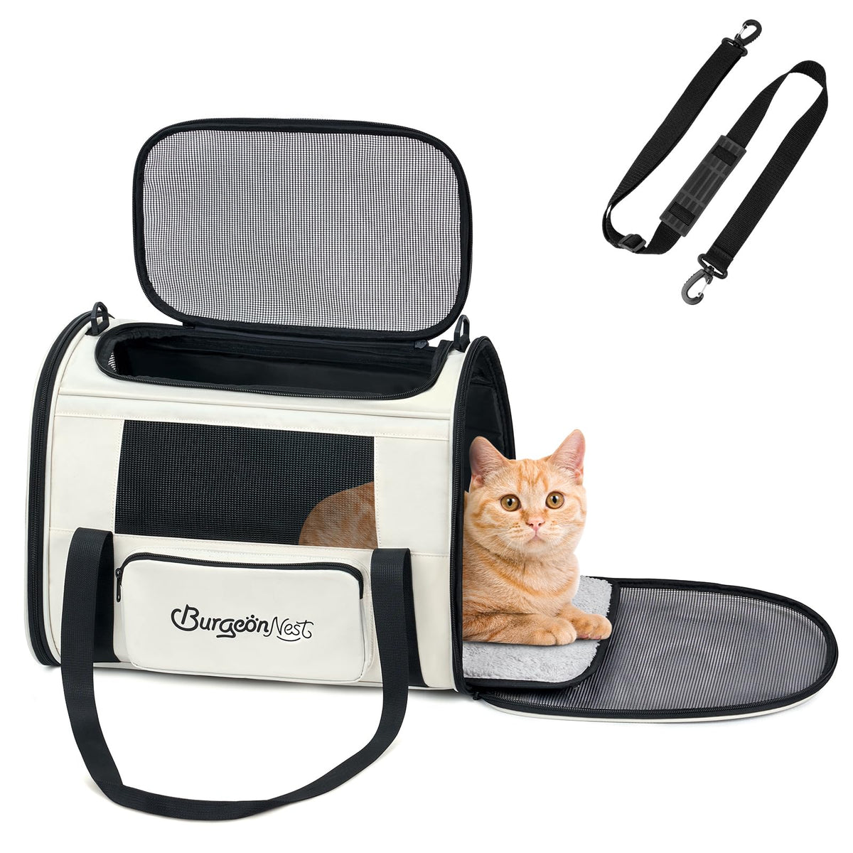 BurgeonNest Soft Cat Carrier for Cats up to 20 Lbs, Top Load Pet Carry Bag