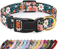 TMOODEL Reflective Dog Collar for Large Dogs, Cute Flower Theme Adjustable Heavy-Duty Nylon Puppy Collar for Boy and Girl Female, Soft Pet Accessories with Quick Release Buckle, Elegant Floral