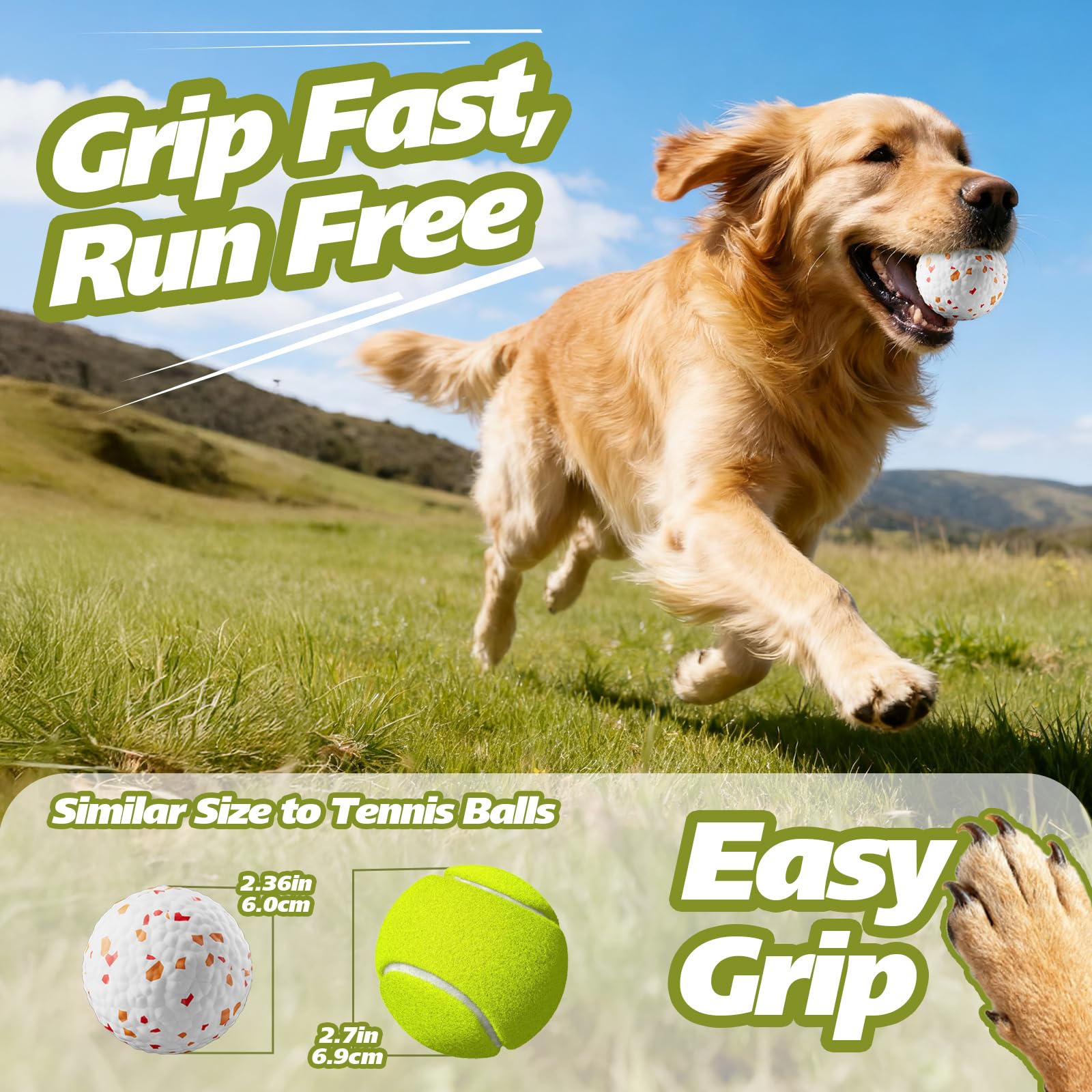 FOXMM E-TPU Dog Balls 3 Pack - Interactive Tennis Balls Alternative