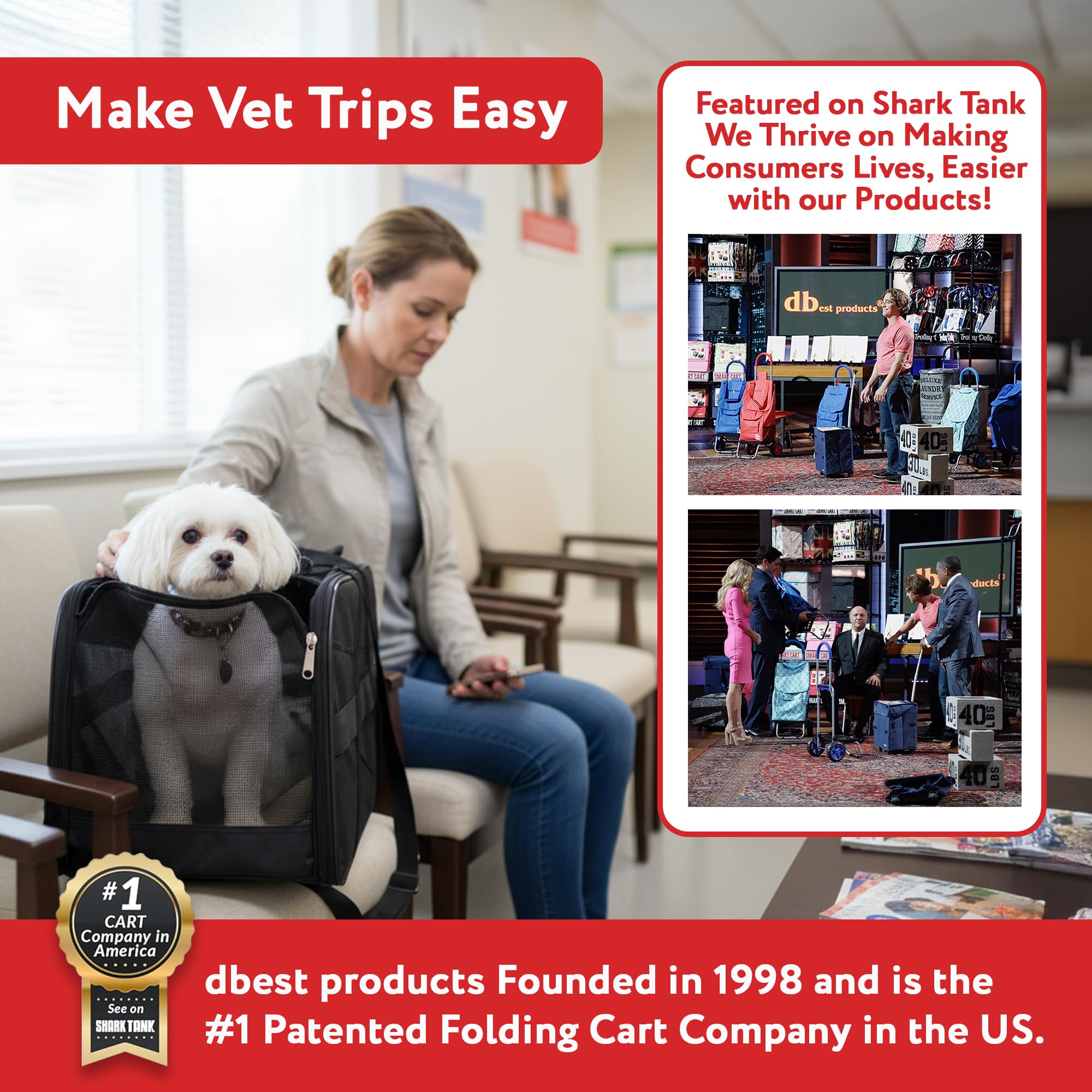 dbest products Pet Smart Cart, Medium, Black, Rolling Carrier with wheels soft sided collapsible Folding Travel Bag, Dog Cat Airline Approved Tote Luggage backpack