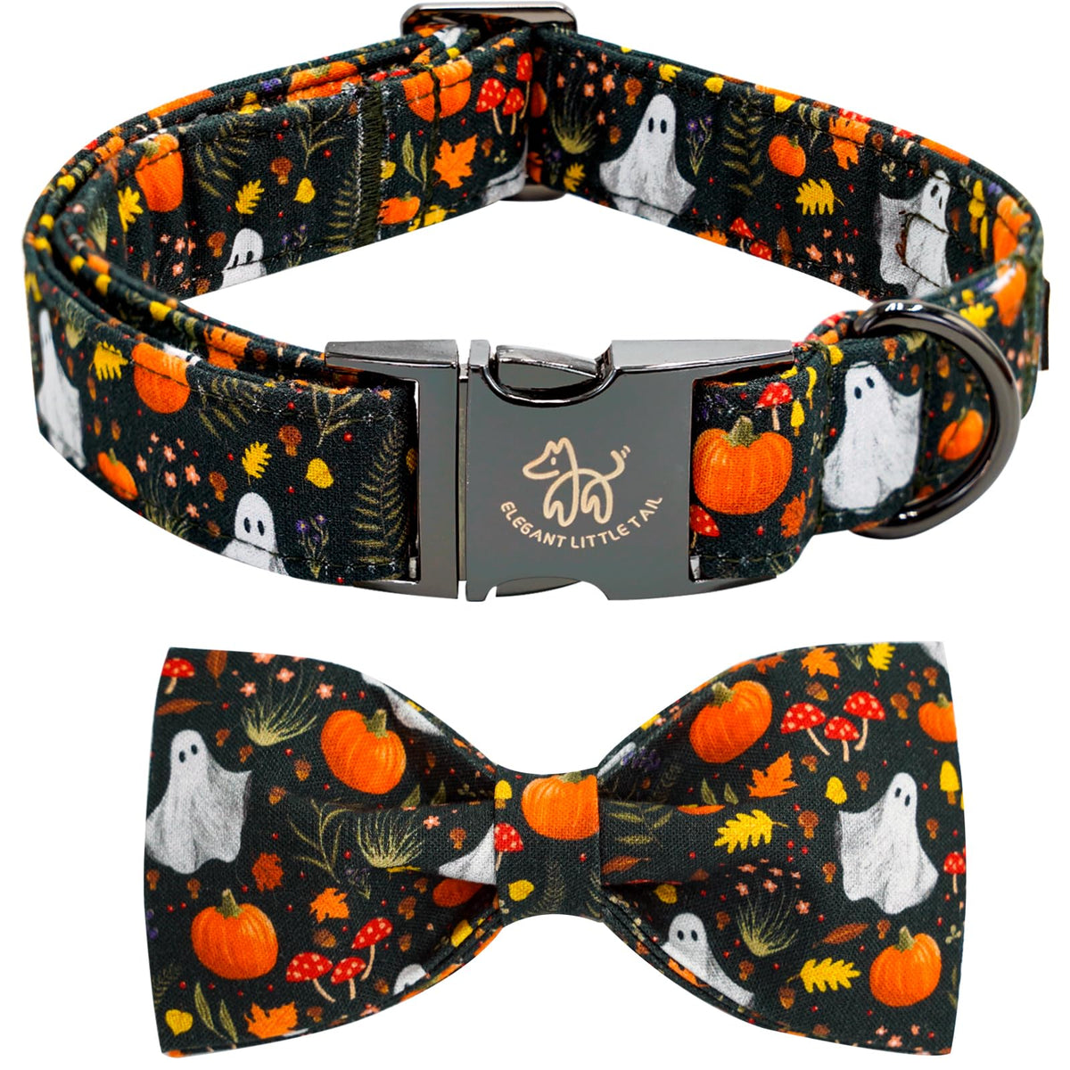 Christmas Dog Collar with Bow, Red Plaid Cotton & Webbing Bow Dog Collar