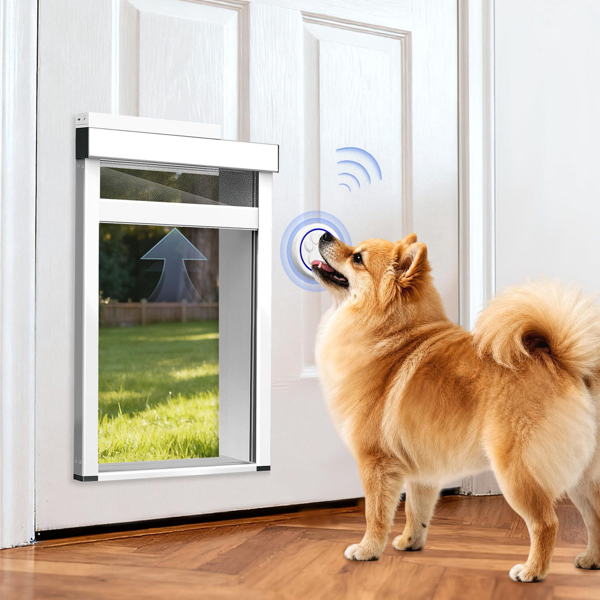 Automatic Dog Door for Door,Smart Dog Door with Doorbell Active,No Collar