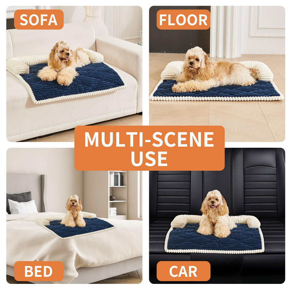 HAOMAIJIA Dog Couch Bed for Large Dogs, Non Slip Pet Couch Covers for Sofa Thick Soft Washable Dog Couch Cover Protector All Seasons Universal Dogs and Cats Bed Mat (Navy Blue, Large)