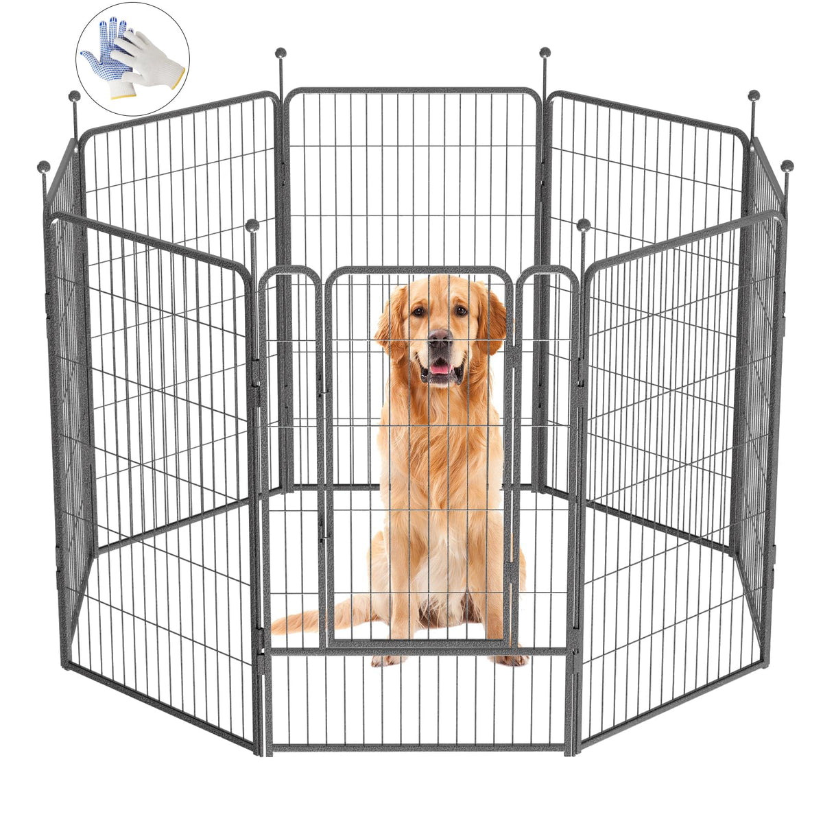 Dog Playpen,32/40/45 Inch Height in Heavy Duty, Folding Indoor Outdoor Anti-Rust Dog Exercise Fence, Portable Pet Playpen with Door for Large Medium Small Dogs and Pet (32 Panels, 45 Inch) Silver