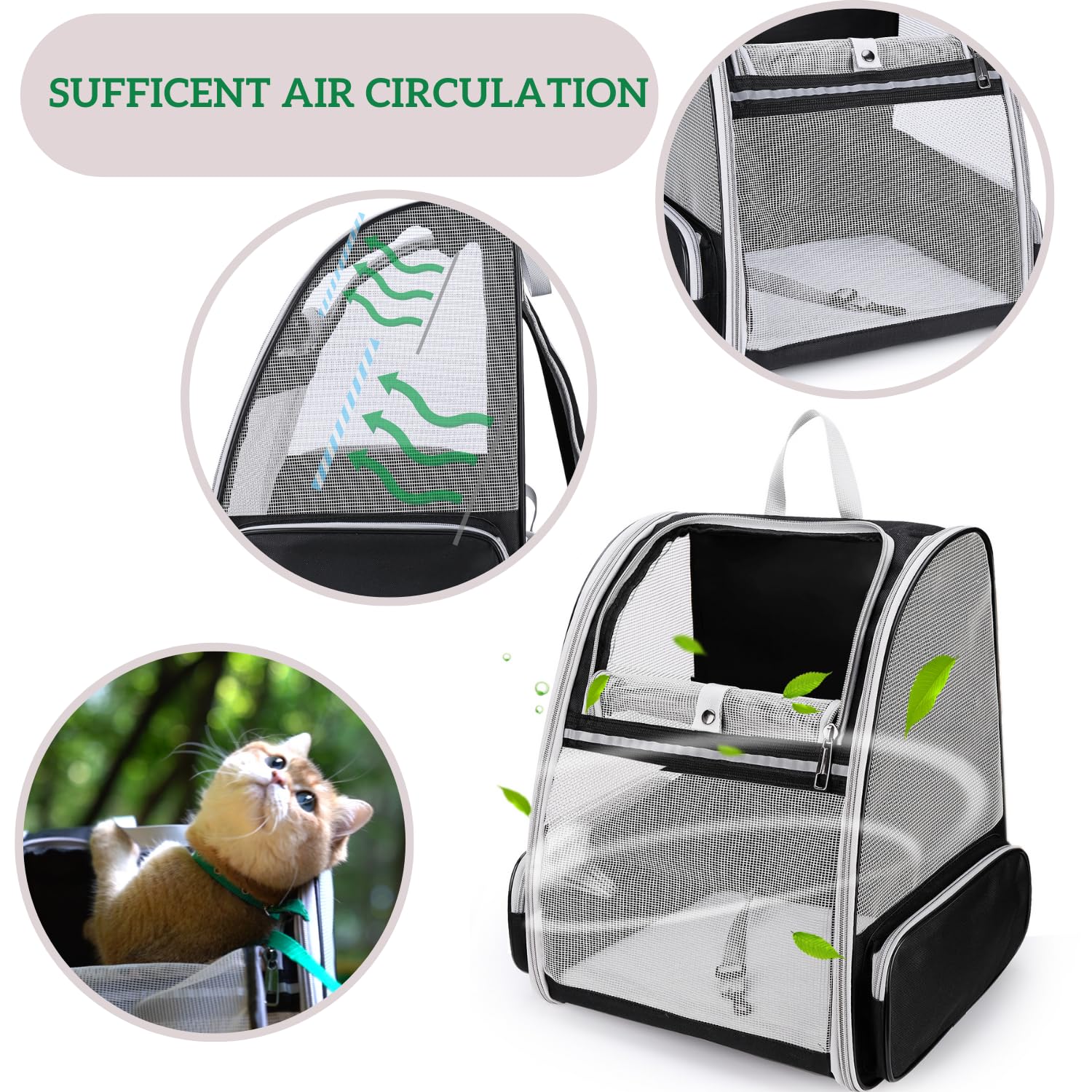 Lollimeow Cat Backpack Carrier, Ideal for Small Animals & Puppies, Airline Approved,Safe for Travel, Hiking, Vet Transport & Outdoor Use Fully Ventilated Design for Ultimate Comfort On-the-Go