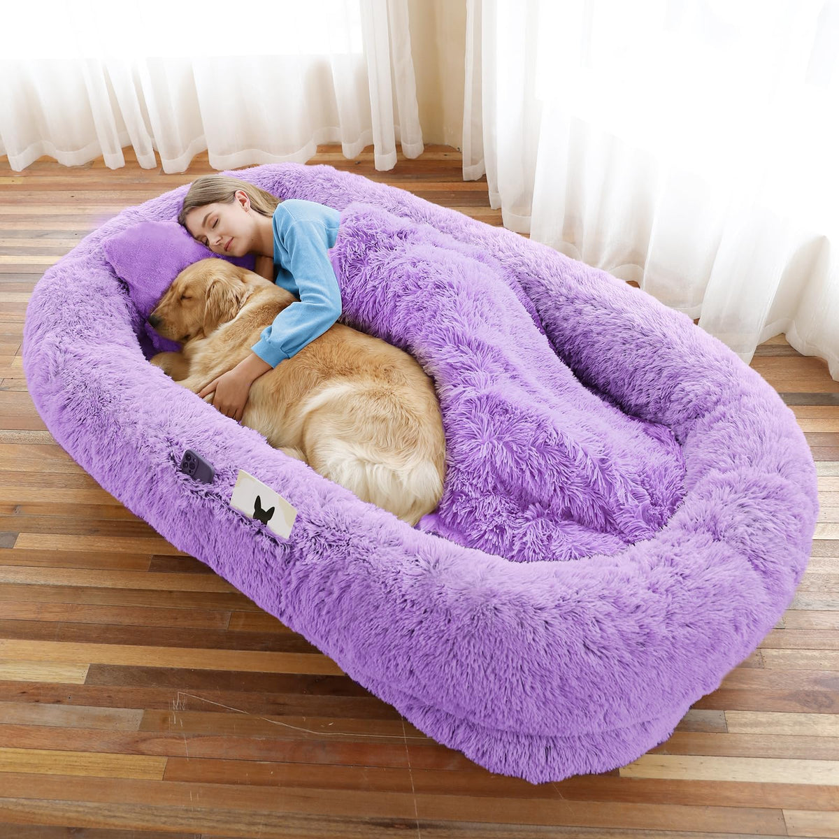 WROS Human Dog Bed for Adult, 71"x45"x12" Giant Calming Nest Beds, Grey