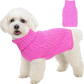 Dog Sweaters for Small Dogs Winter Dog Clothes Turtleneck Knit Puppy Sweater Warm Chihuahua Clothes Cat Sweater Frenchie Doggy Pullover Outfit with Twisted Design(Pink, X-Small)