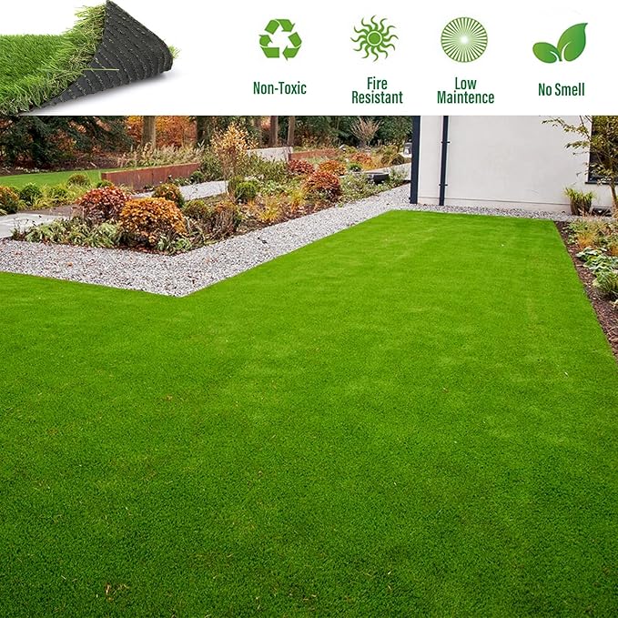 NINXANG Artificial Grass Rug Outdoor Indoor 12FTX54FT Fake Grass Carpet Green Synthetic Grass Pet Turf Realistic Faux Grass Rug with Drain Holes for Garden Lawn Landscape Balcony Home Decor Patio