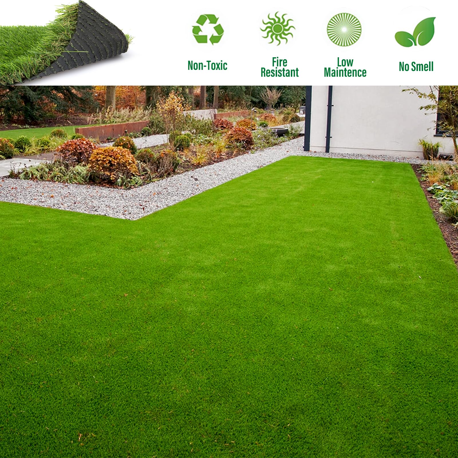 NINXANG Artificial Grass Rug Outdoor Indoor 11FTX53FT Fake Grass Carpet Green Synthetic Grass Pet Turf Realistic Faux Grass Rug with Drain Holes for Garden Lawn Landscape Balcony Home Decor Patio