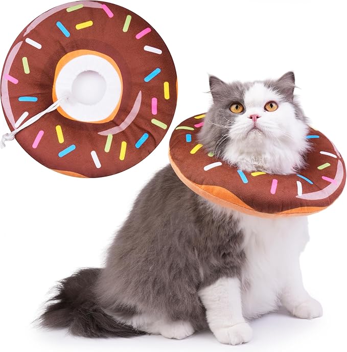Hpetppy Cat Cone Collar Soft, Cat Recovery Collar for Wound Healing Cute Cat Donut Adjustable Cat Cones to Stop Licking Comfortable Lightweight Neck Elizabethan Collars for Cats Kittens After Surgery