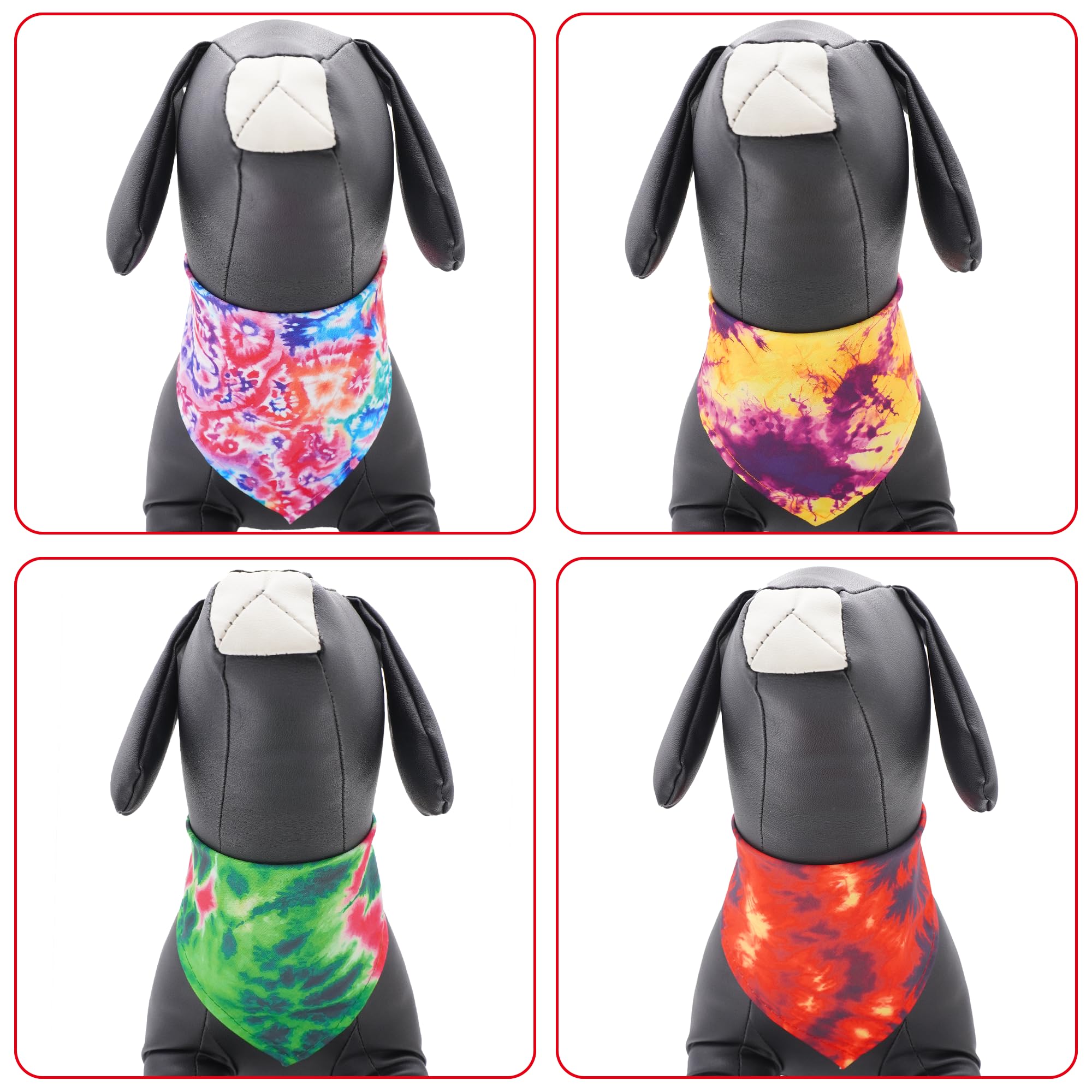 Pai Sence Tie Dye Dog Bandanas Bulk for Large Dogs Sewn Edges 33" 30 Pack L