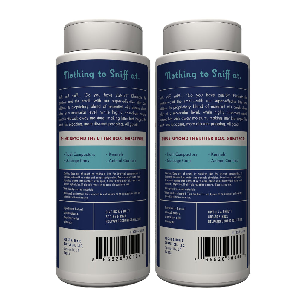 Rocco & Roxie Litter Box Odor Eliminator, Best Natural Urine Deodorizer for Cat Litter Boxes Cats Smell Control, Odor Absorber, Safe for Kitty, 12 oz pack of 2