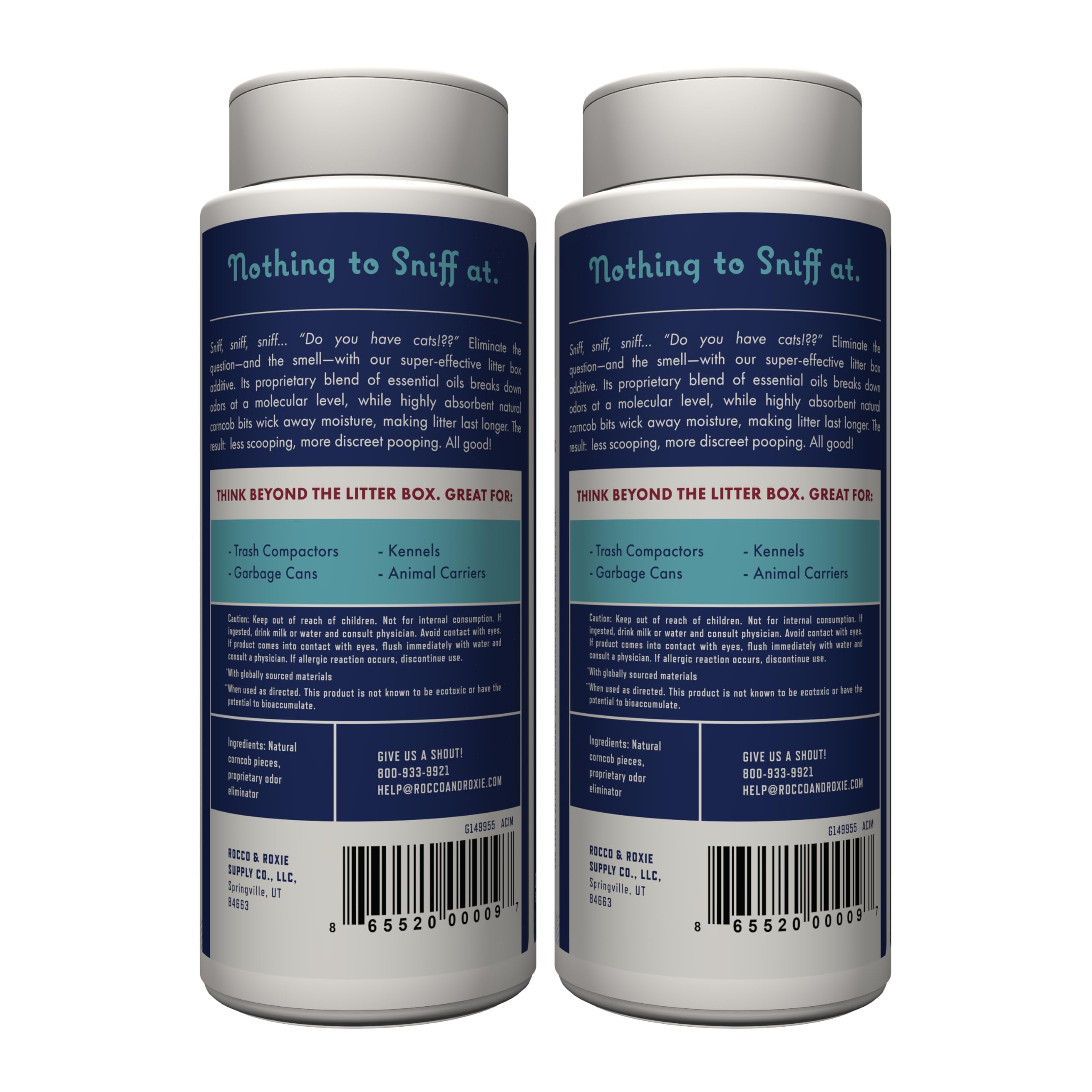 Rocco & Roxie Litter Box Odor Eliminator, Best Natural Urine Deodorizer for Cat Litter Boxes Cats Smell Control, Odor Absorber, Safe for Kitty, 12 oz pack of 2