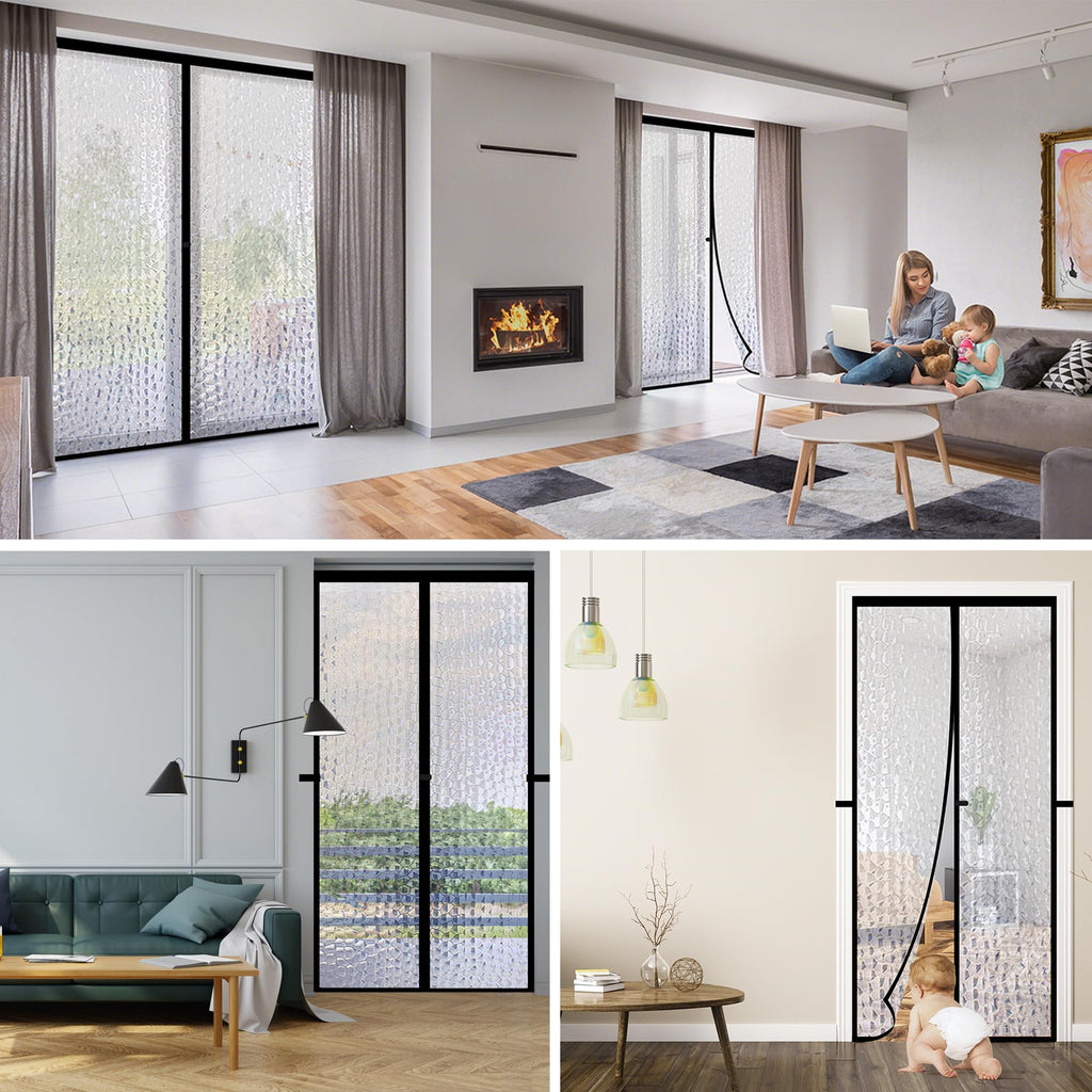RELIANCER Magnetic Thermal Insulated Door Curtain,Waterproof EVA Door Cover,Fit Doors Size Up to 62"x80",Temperature Protection Insulated Doorway Curtain Partition,Patio Self-Closing Doors Net Screen