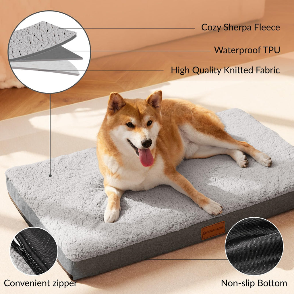 Patas Lague Orthopedic Large Dog Bed Washable Pet Sofa Mat 36''X24'' Grey