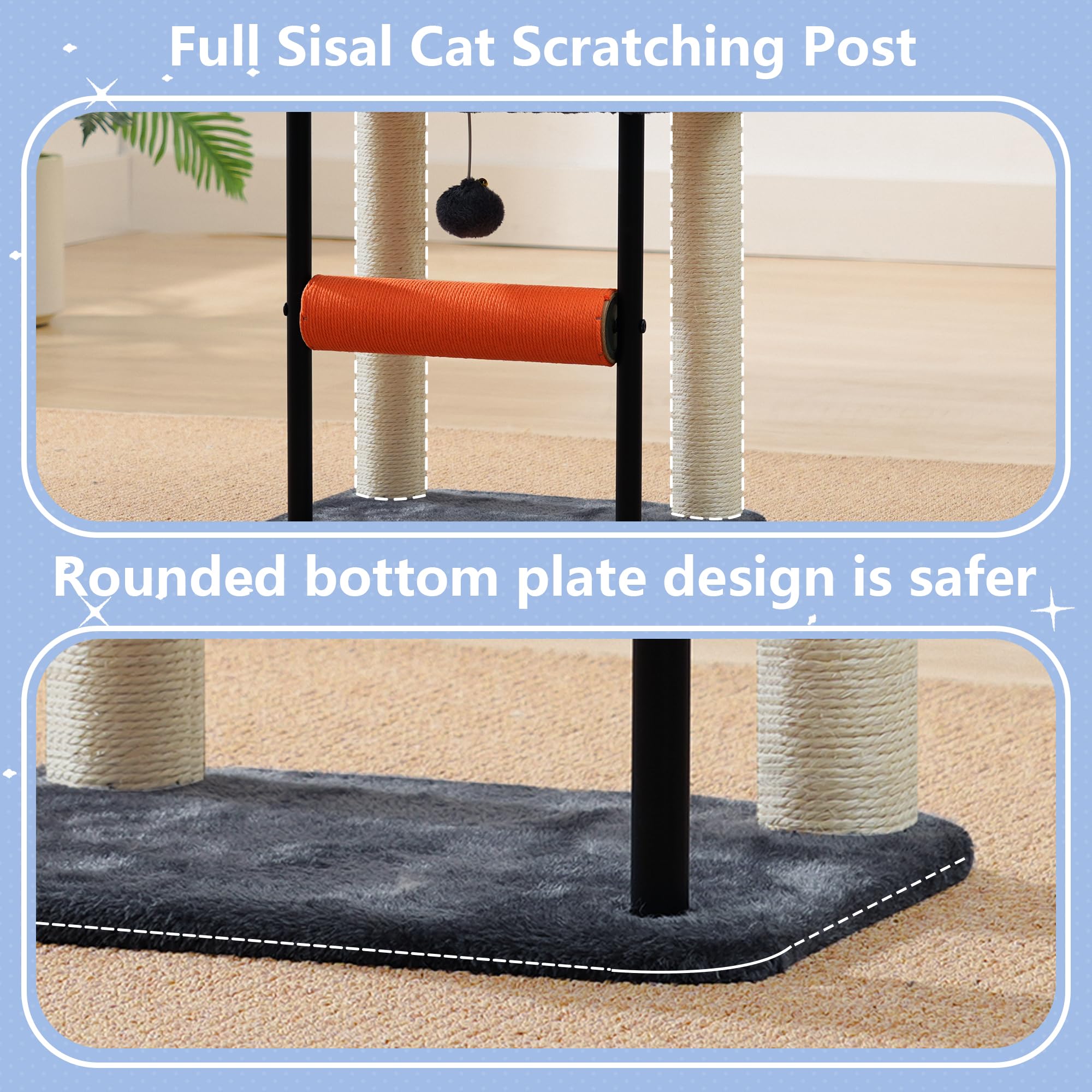 Hey-brother Cat Tree, Sturdy Tower with Sisal-Wrapped Columns, MPJ010SG
