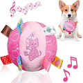 Letalong Dog Squeaky Plush Toy with Straps, 6-Inch Soft Stuffed Ball with Cotton Material and Bell Built-in, Pet Interactive Fetch Toy for Small to Large Dog