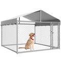 Dog Kennel Outside with Roof, Large Dog Run Enclosure, Outdoor Heavy Duty Pens House Pet Playpen with Galvanized Chain Link Waterproof Cover and Secure Lock(6.76'Lx6.76'Wx5.64'H)