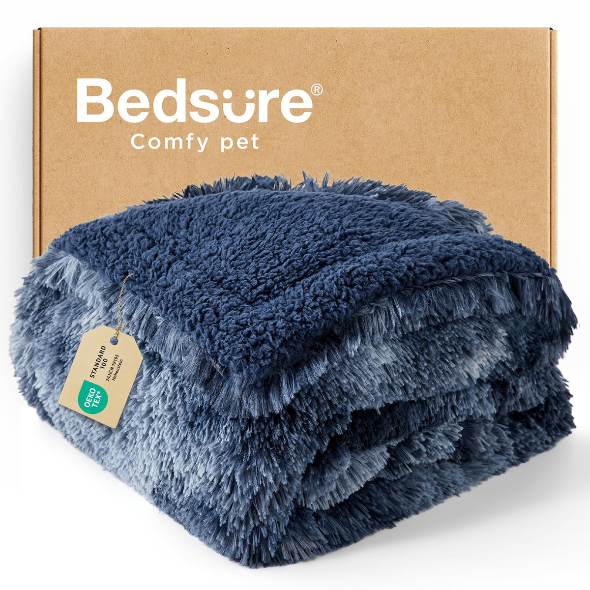 Bedsure Waterproof Dog Blankets for Large Dogs, Fluffy Faux Fur, 60×80"