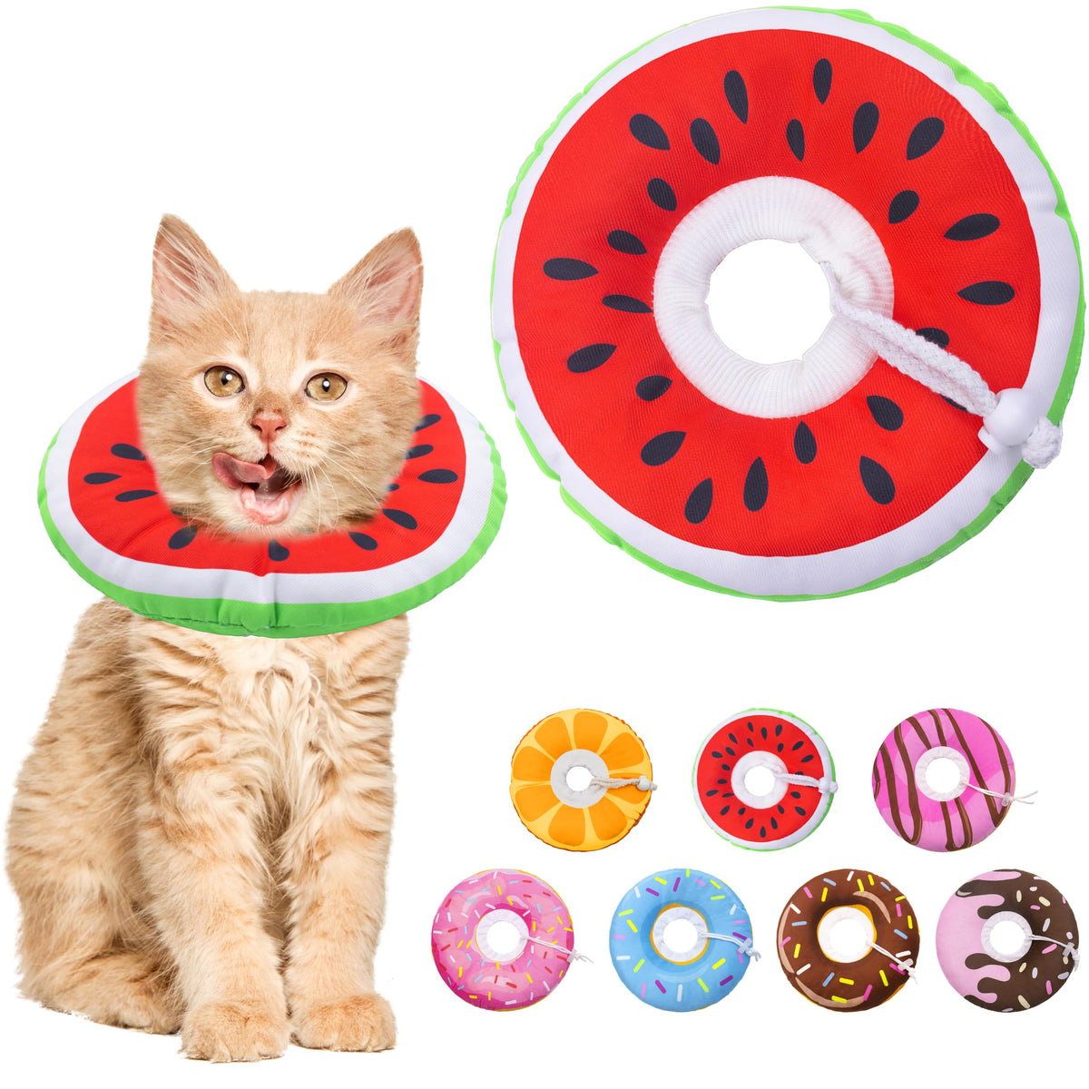 Seyezo Cat Cone Collar Soft, Adjustable Cat Recovery Cone, Orange, Small
