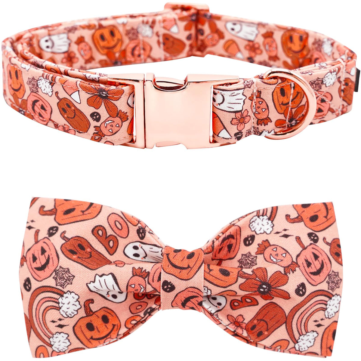 Bobo Rainbow Dog Collar - Thanksgiving Turkey Bowtie Gift Soft Bow Collar with Adjustable Metal Buckle for X-Large Dogs