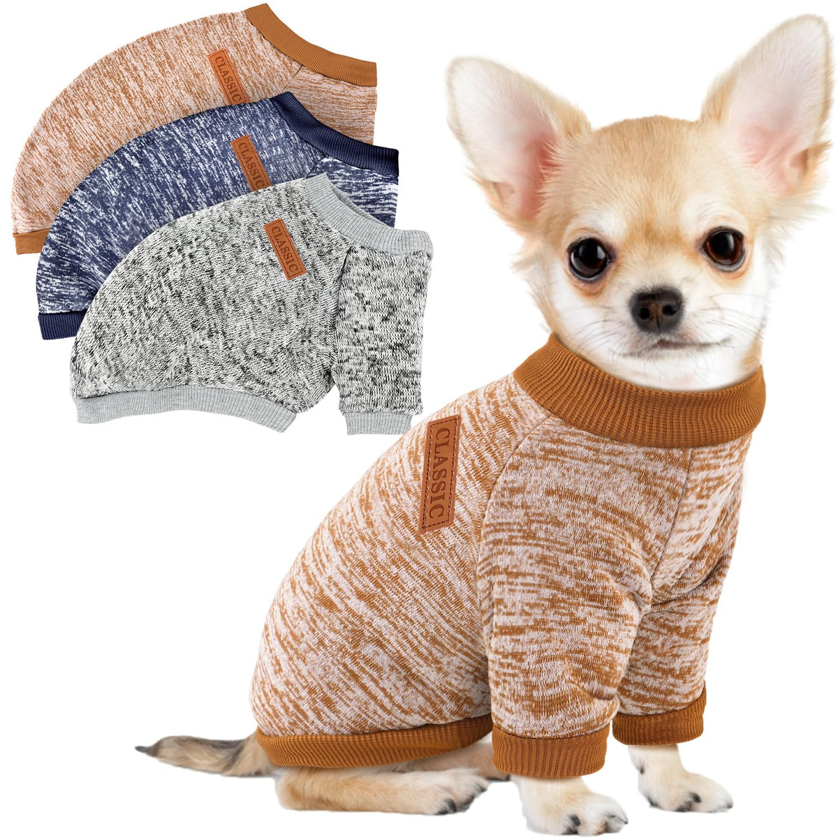 BAOBICUTE 1 Pack Dog Sweater for Small Dogs Girl Boy Winter Fleece Clothes Warm Soft Dog Sweatshirt Outfit for Dogs Cats Pet Apparel