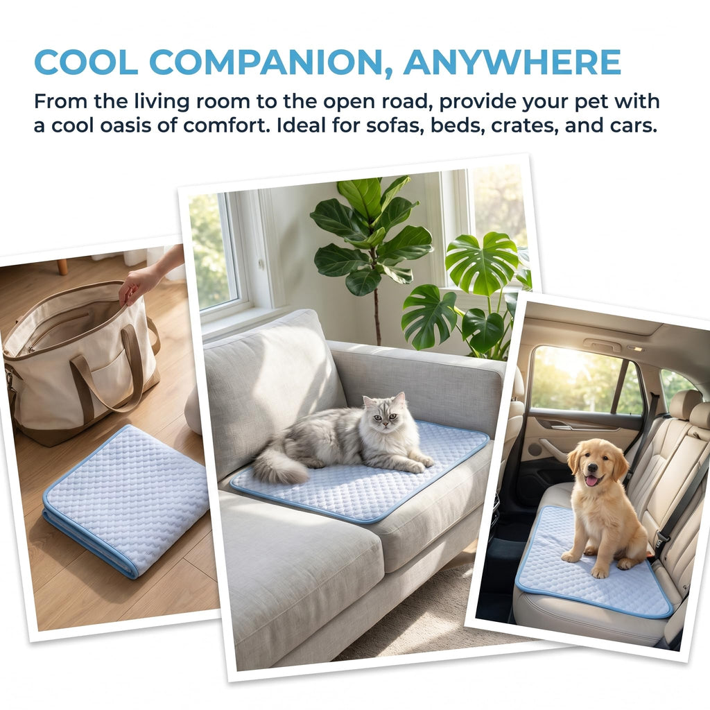 Dog Cooling Mat for cats Small Pets, Gel Free Ice Silk Self Cooling Pad