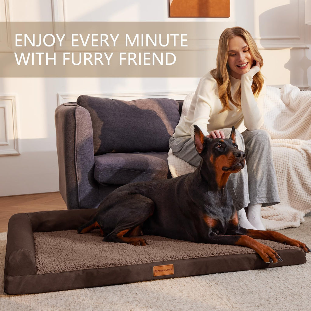 Patas Lague Orthopedic Large Dog Bed Washable Pet Sofa Bed 48''X30''Brown