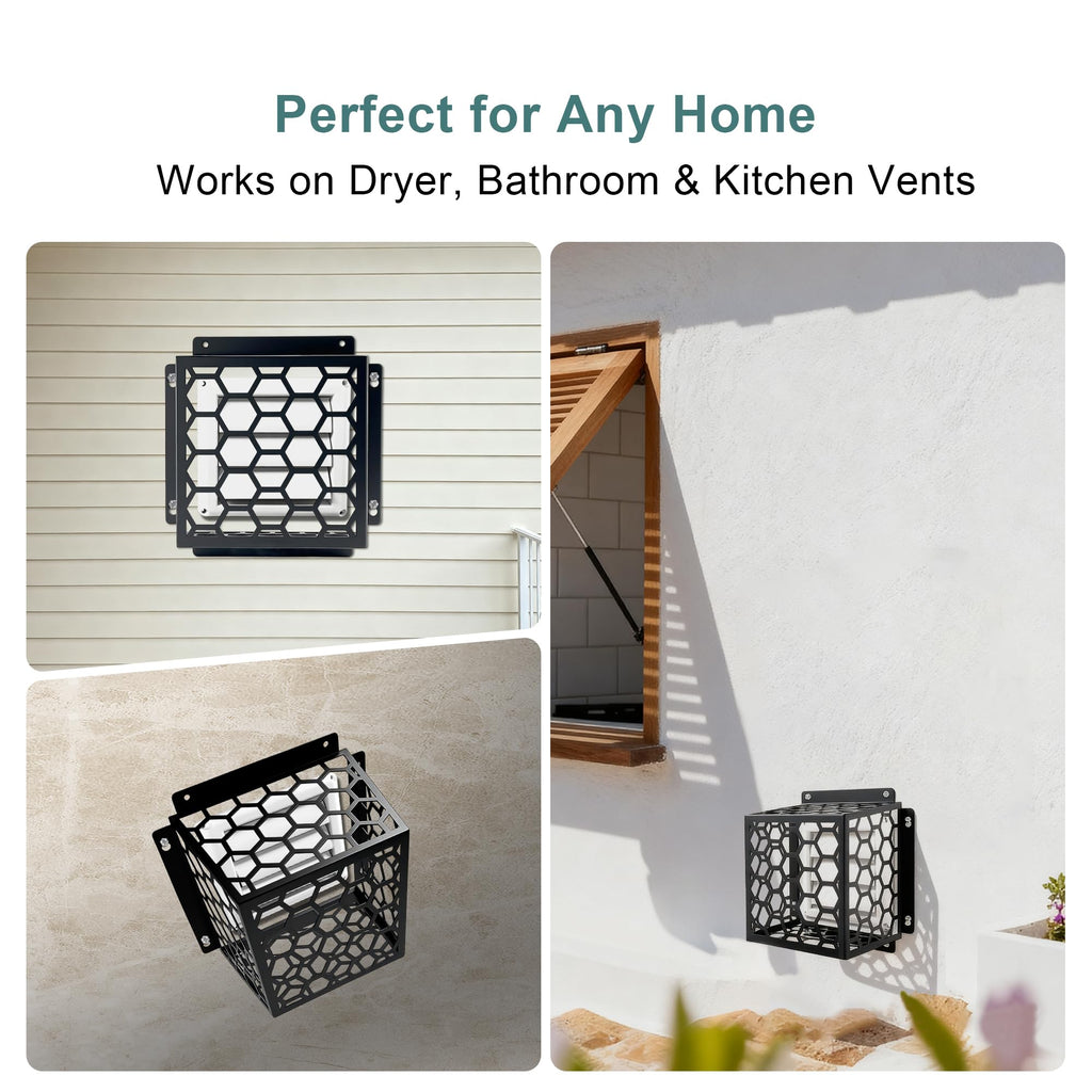 OVNTHYK Dryer Vent Bird Guard - Universal Fits for 3" to 4" Dryer Vents & Exhaust Fan Ventilation Cover (Kitchen/Bathroom), Steel Ventilation Bird Cage, Black