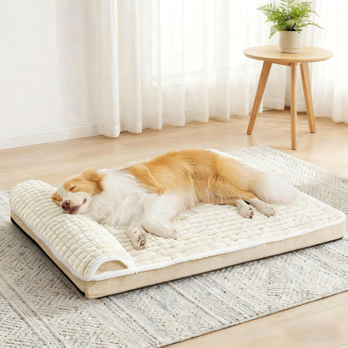 Jolifield Orthopedic Large Dog Bed Pillow Pet Sofa Bed 36''X24'' Ivory