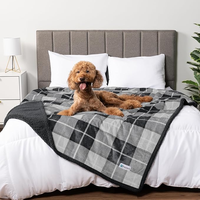 PetAmi Waterproof Dog Blanket for Large Dog Cat Pet, 60x80, Grey Sherpa