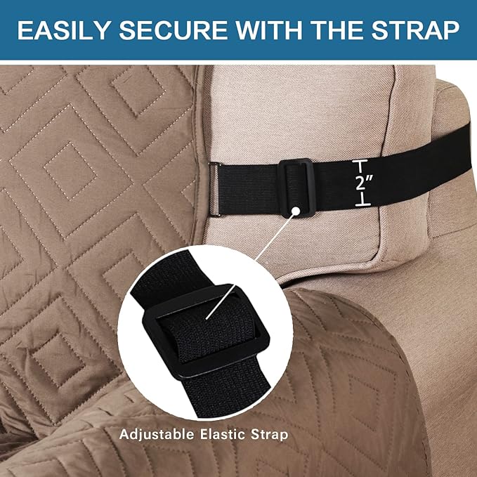 H.VERSAILTEX Reversible Loveseat Cover Furniture Protector Anti-Slip Water Resistant 2" Elastic Straps Couch Covers Pets Fit Sitting Width Up to 54"(Oversized Loveseat: 75" x 98", Taupe Brown/Beige)