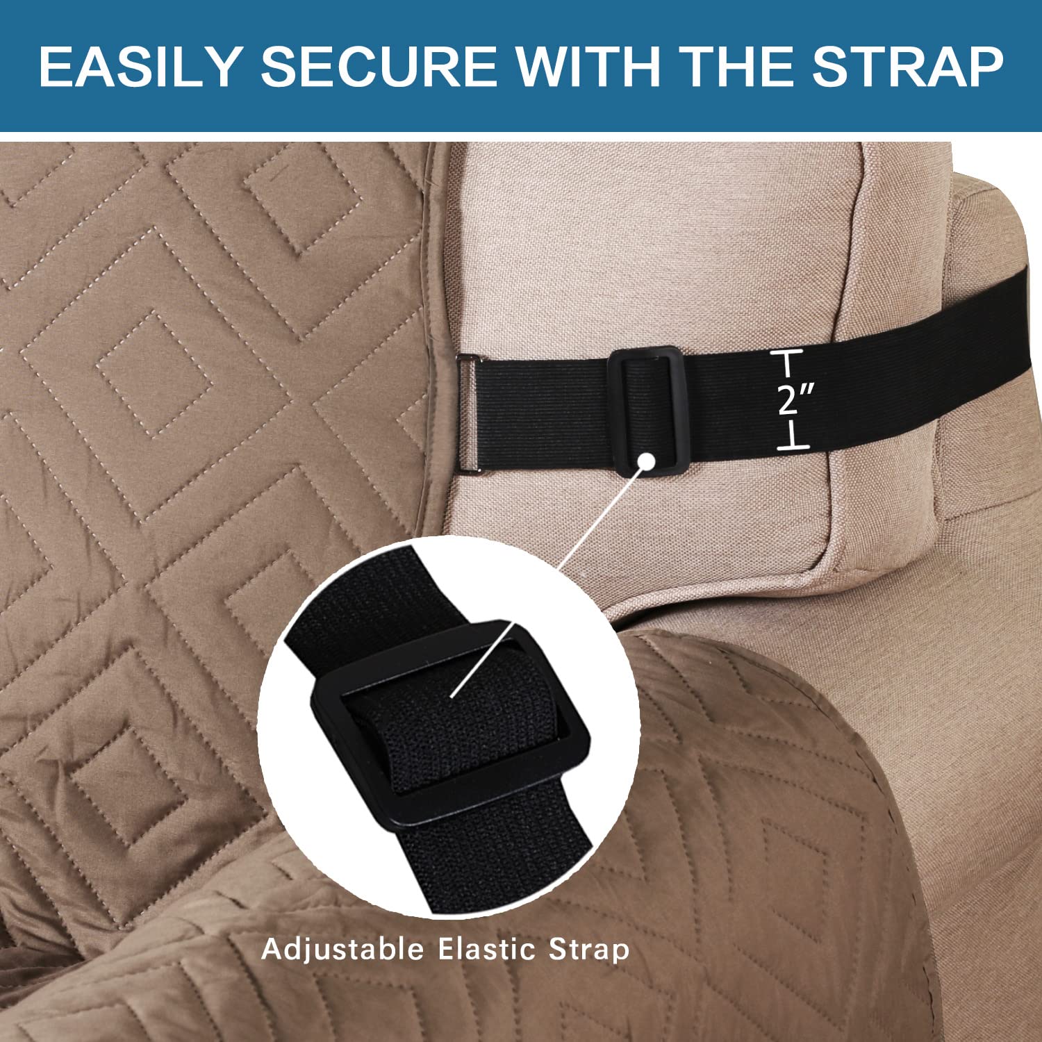 H.VERSAILTEX Reversible Loveseat Cover Furniture Protector Anti-Slip Water Resistant 2" Elastic Straps Couch Covers Pets Fit Sitting Width Up to 54"(Oversized Loveseat: 75" x 98", Taupe Brown/Beige)