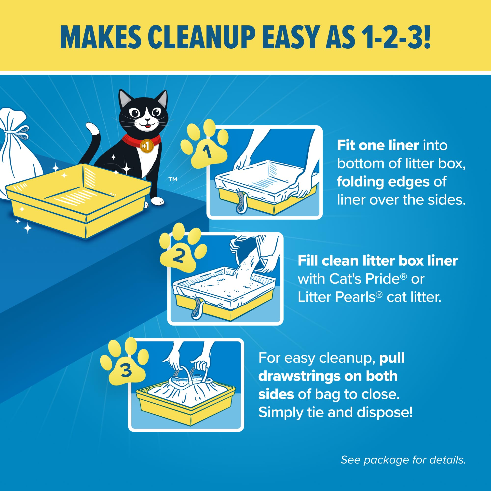 Jonny Cat Litter Box Liners: Heavy Duty - Tear & Leak Resistant - Drawstring Close - Jumbo, 5 Count