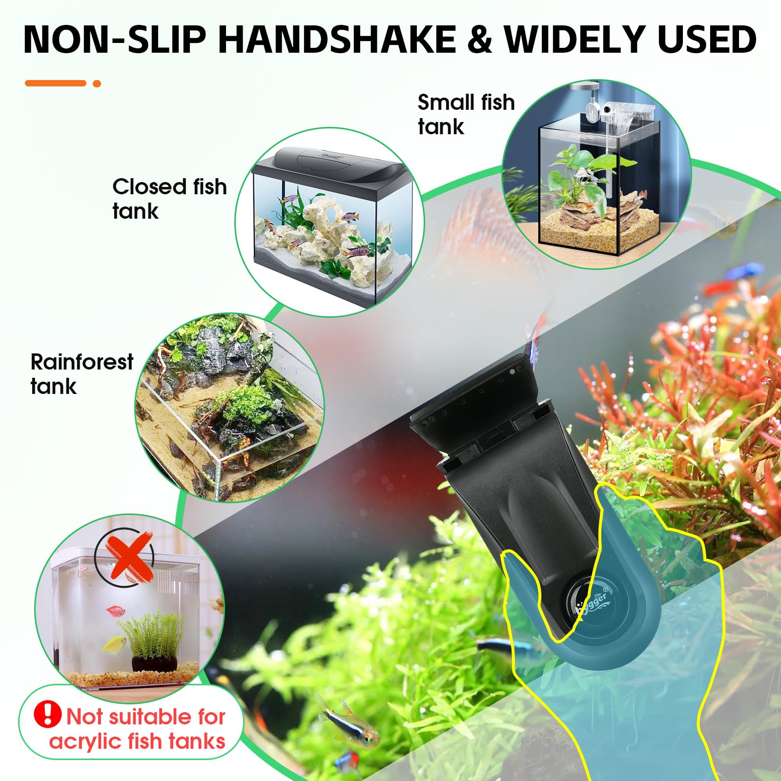 hygger Aquarium Glass Cleaner, Magnetic Fish Tank Cleaner Brush with 2 Aquarium Alg-ae Scrapers Floating Strong Magnetic (M)