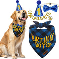 EXPAWLORER Embroidered Dog Birthday Bandana - Dog Birthday Party Supplies, Dog Scarf and Party Hat with Numbers for Boy, Pet Bow Tie Collar, Cute Outfit for Small Medium Large Dogs (X-Large)