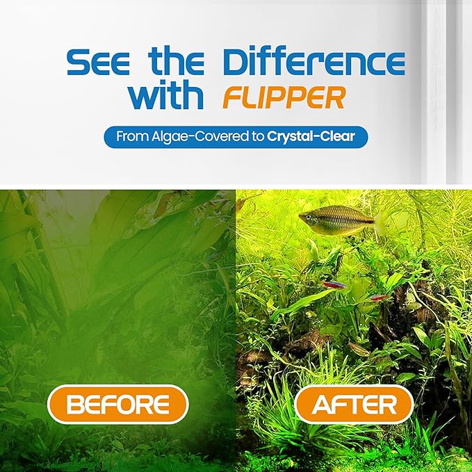 FLIPPER Platinum Hand Algae Scraper – Aquarium Glass and Acrylic Cleaner with Precision Scraper Design, Fish Tank Cleaning Tool for Freshwater & Saltwater Aquariums (28” Rigid Shaft)