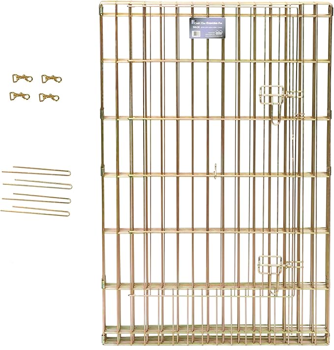 MidWest Homes for Pets Folding Metal Puppy / Dog Exercise Pen, Indoor/Outdoor Playpen with Door, 16 Sq Feet of Play Space, 24-Inches Tall, Gold Zinc