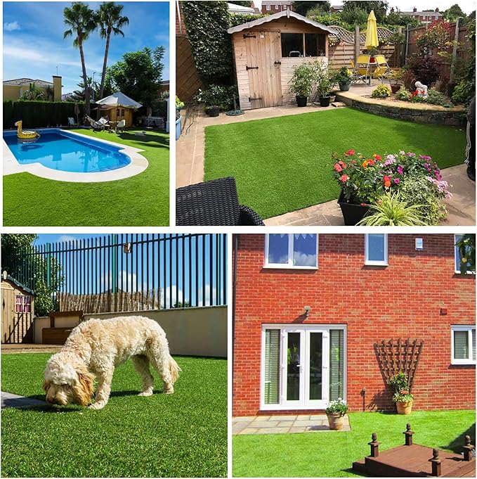 NINXANG Artificial Grass Rug Outdoor Indoor 10FTX70FT Fake Grass Carpet Green Synthetic Grass Pet Turf Realistic Faux Grass Rug with Drain Holes for Garden Lawn Landscape Balcony Home Decor Patio