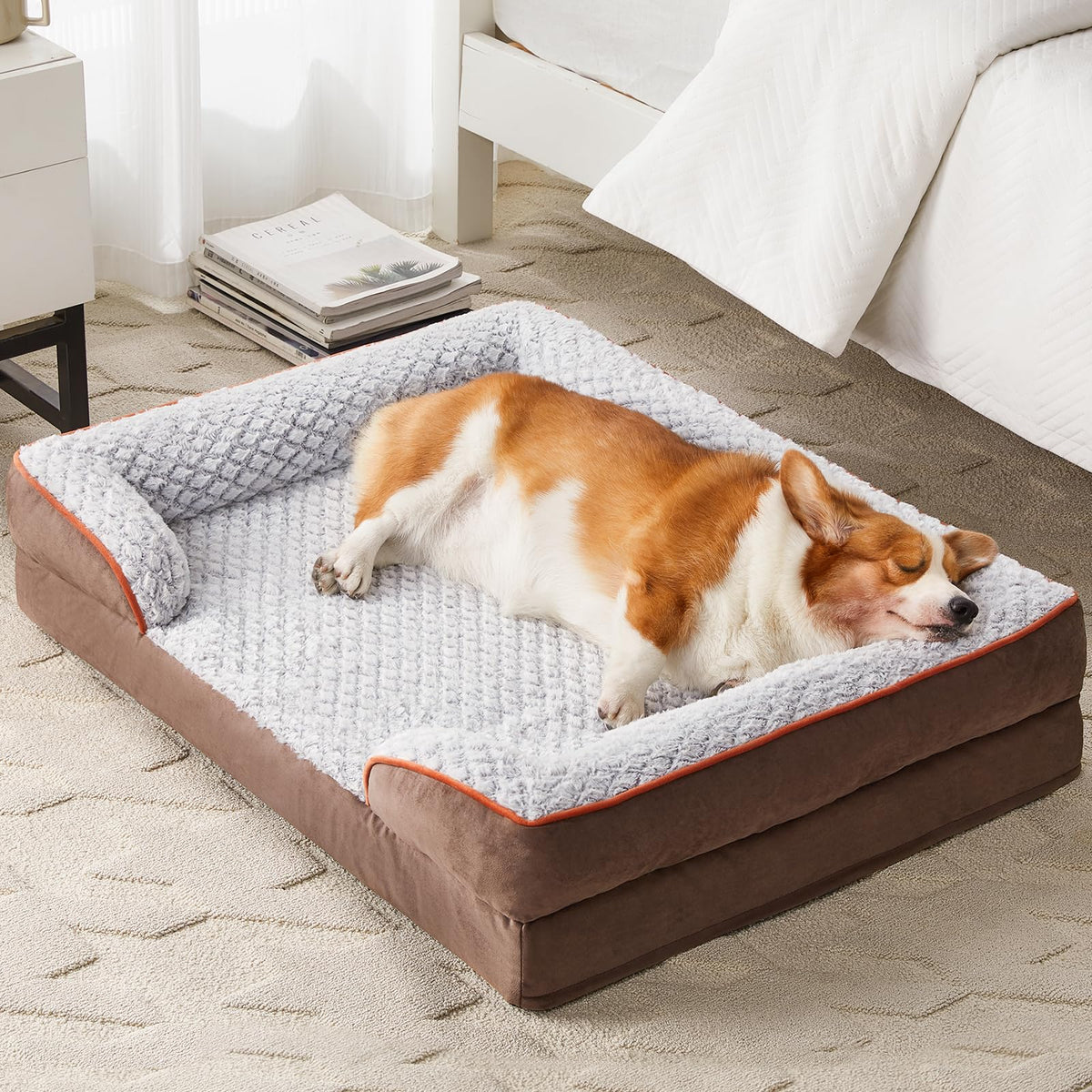 LEXTRO Washable Orthopedic Dog Bed for Extra Large Dogs, Egg Crate Foam Bed