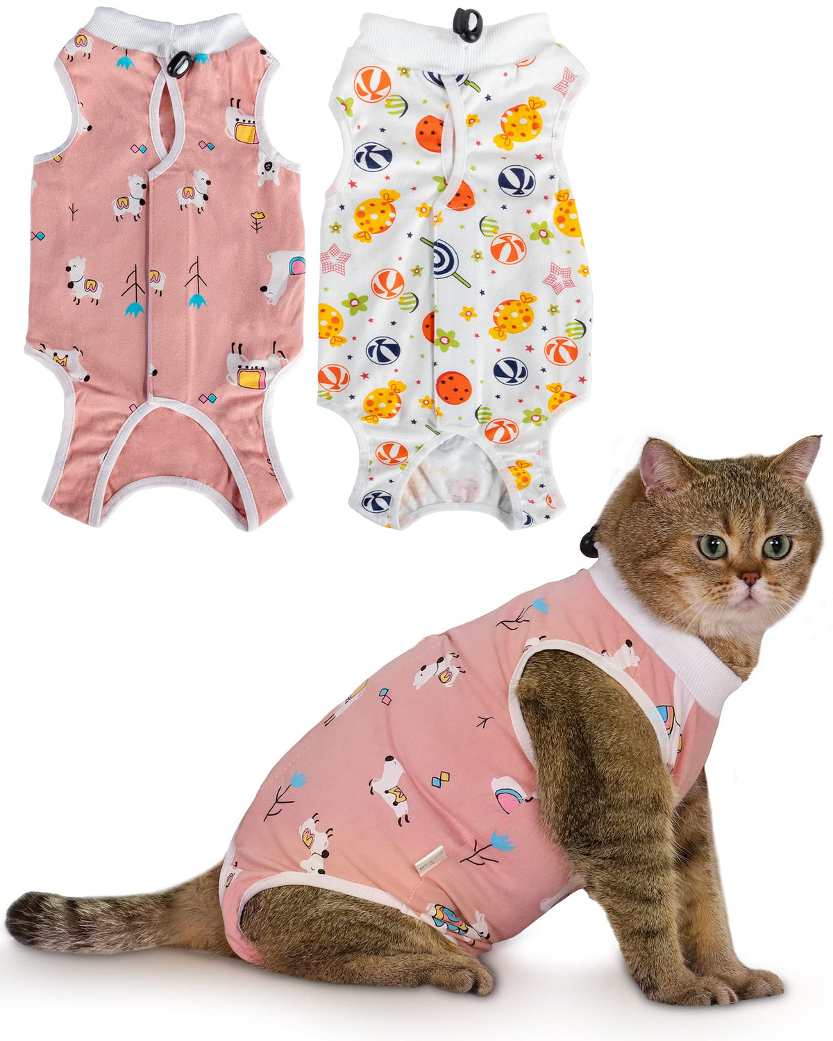 ANWA 2 Pack Cat Recovery Suit Female, Breathable Cat Surgery Recovery Suits