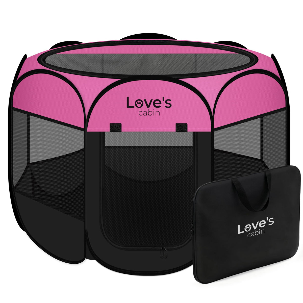Love's cabin Pet Puppy Dog Playpen, Medium Dog Tent Crates Cage Indoor/Outdoor, Portable Playpen for Cat, Foldable Pop Up Dog Kennel Playpen with Carring Case, Removable Zipper Top, Grey