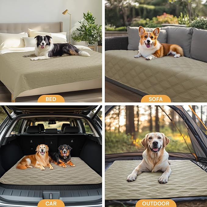 Luciphia 100% Waterproof Couch Cover Blanket for Dogs Anti-Slip Pet Couch Protector Sofa Mat Puppy Cat Blanket with Non-Slip Bottom, Taupe White, 68x82 Inch