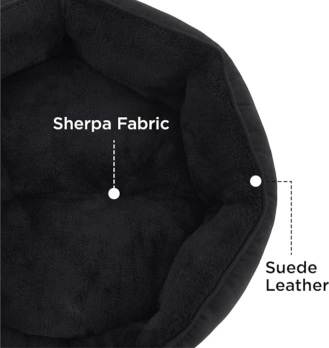 Bedsure Small Dog Bed Washable,Round Cat Beds for Indoor Cats,25in Black