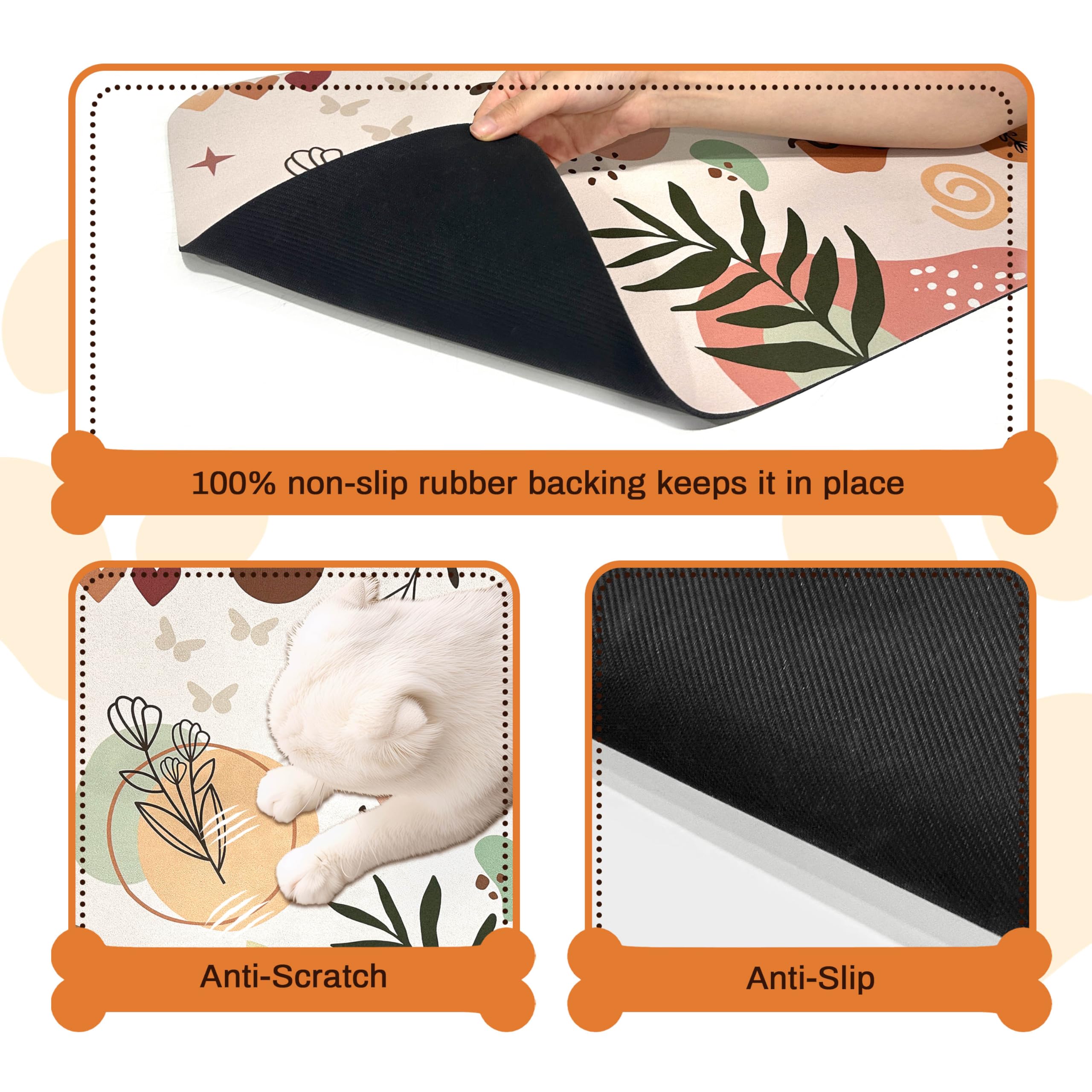 Pet Feeding Mat for Floors Waterproof Dog Mat for Food and Water Absorbent Quick Dry Non Slip mat for Cat Bowls