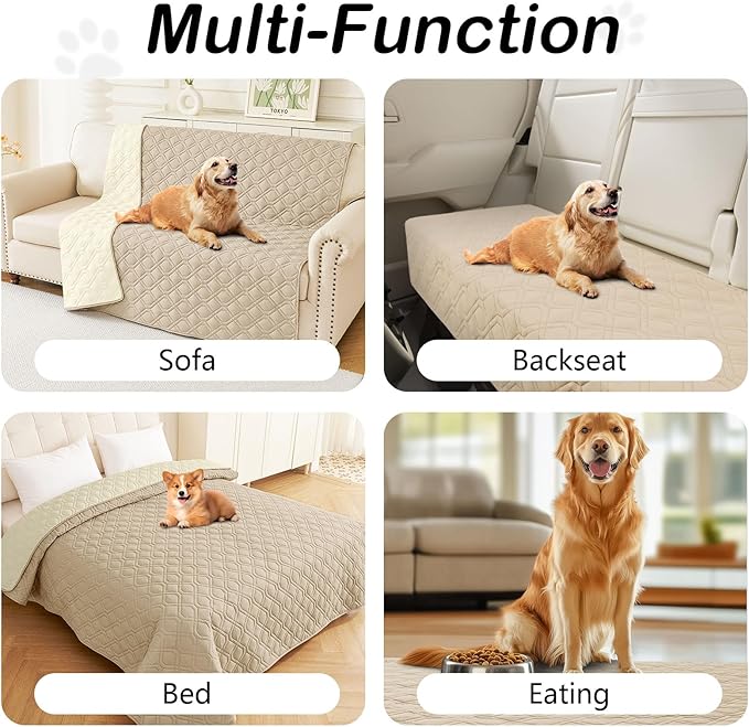 hyha Waterproof Dog Bed Blanket, Soft Pet Blankets, Waterproof Couch Cover for Dogs, Reversible Sofa Covers Washable for Furniture (40x50 Inch, Taupe/Beige)