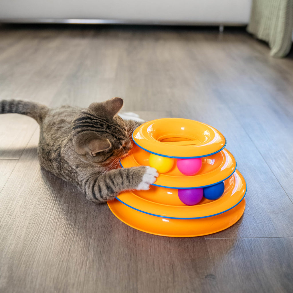 Catstages Tower of Tracks Interactive Cat Toy, 6 Spinning Balls, 10" x 5.3"