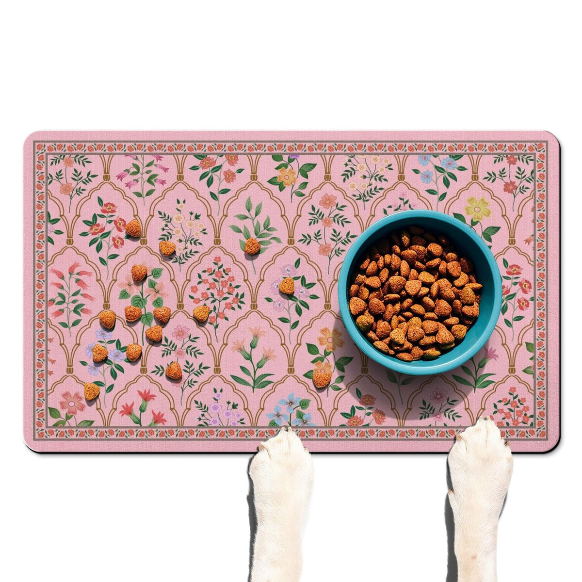 Absorbent Pet Dog Bowl Mat for Food and Water, Pet Cat Food Feeding Mat with Non Slip Rubber Backing, Dog Food Mats for Floors Waterproof, 12"x20"